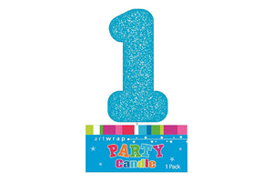 Blue Glitter Candle Number #1