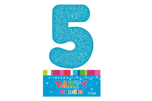Blue Glitter Candle Number #5
