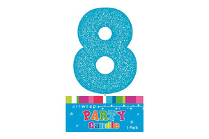 Blue Glitter Candle Number #8