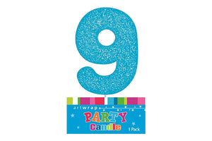 Blue Glitter Candle Number #9