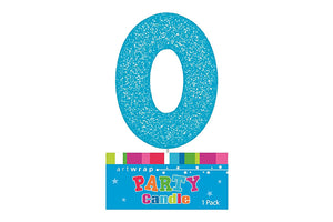 Blue Glitter Candle Number #0