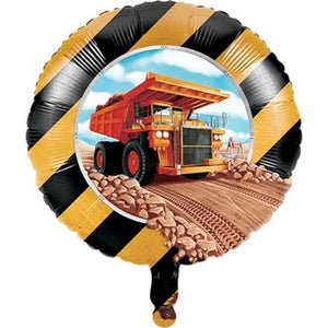 45cm Big Dig Construction Party Round Foil Balloon UNINFLATED