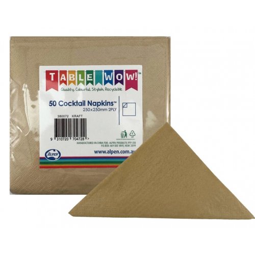 Kraft Cocktail Napkins Pack of 50 The Party Superstore