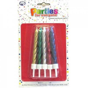 Metallic Spiral Candles Asstd with holders