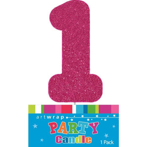 Pink Glitter Candle Number #1