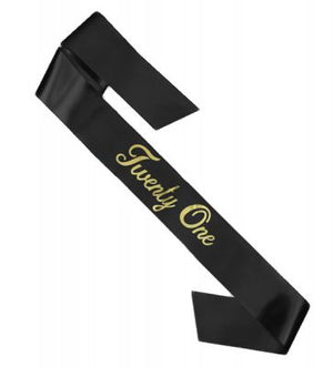 21st Birthday Sash- Black