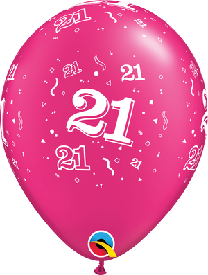 11 Inch Round Pearl Magenta 21-A-Round Qualatex Printed Latex Balloons UNINFLATED