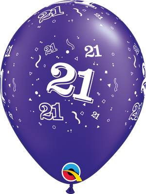 11 Inch Round Pearl Quartz Purple 21-A-Round Qualatex Printed Latex Balloons UNINFLATED