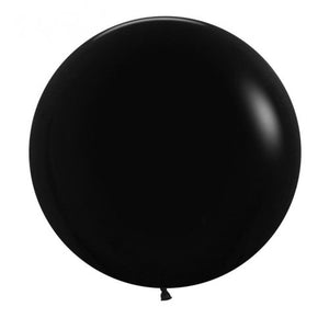 24 Inch (60 CM) Round Fashion Black Sempertex Plain Latex Balloon UNINFLATED