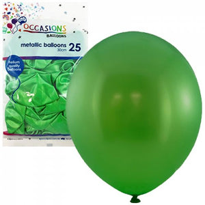 30cm Metallic Lime Balloons - Pack of 25