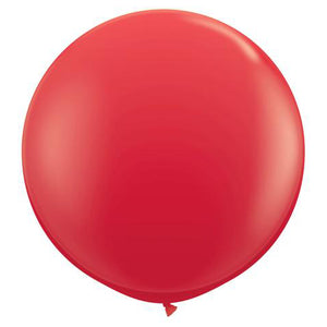 3ft Round Red Qualatex Plain Latex Balloon UNINFLATED