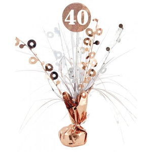 40th Birthday Rose Gold & White Centrepiece Spray