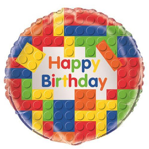 45cm Building Blocks Happy Birthday Lego Foil Balloon UNINFLATED