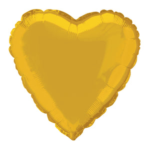 45cm Gold Heart Foil Balloon UNINFLATED
