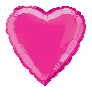 45cm Hot Pink Heart Foil Balloon UNINFLATED