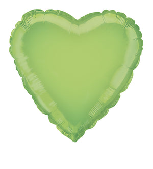 45cm Lime Green Heart Foil Balloon UNINFLATED