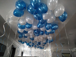 50 Loose Helium Filled Latex Balloon with Ribbon