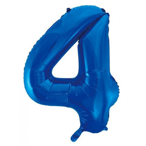 Blue Number 4 Supershape 86cm Foil Balloon UNINFLATED