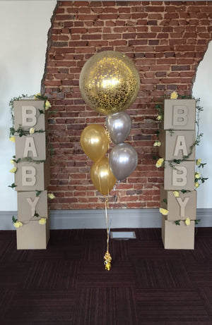 Bunch Of 4 Helium Balloons Bouquet with 60cm Confetti Balloon