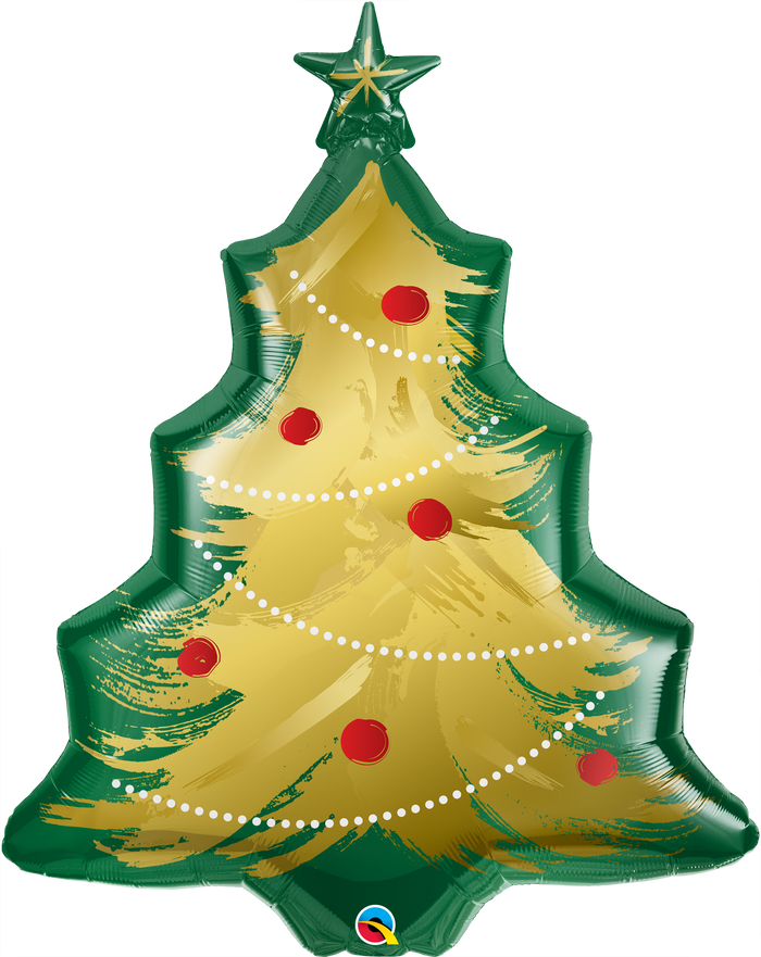 Christmas Tree Brushed Gold SuperShape Foil Balloon UNINFLATED