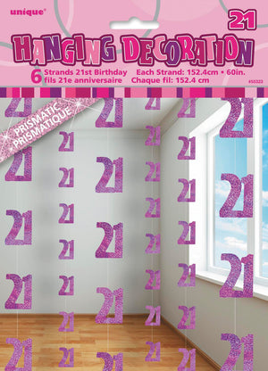 Glitz Pink 21 Hanging Swirl Decorations