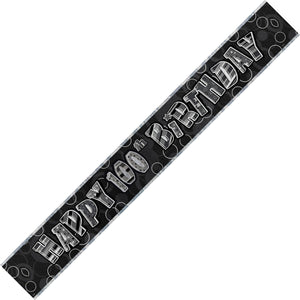 Glitz Black And Silver 100th Happy Birthday Foil Banner