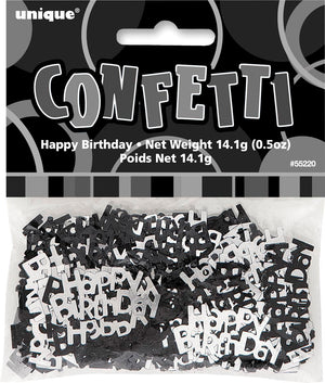 Glitz Black And Silver Happy Birthday Confetti