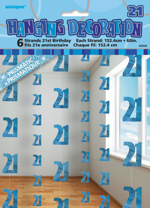 Glitz Blue 21 Hanging Swirl Decorations
