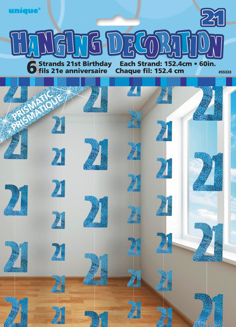 Glitz Blue 21 Hanging Swirl Decorations The Party Superstore