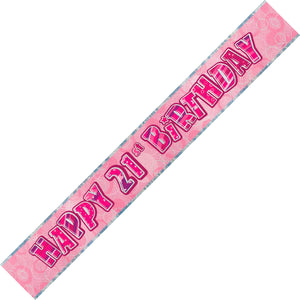 Glitz Pink 21st Happy Birthday Foil Banner