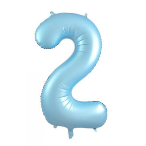 Matt Pastel Blue Number 2 Supershape 86cm Foil Balloon UNINFLATED