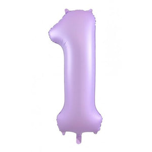 Matt Pastel Lilac Number 1 Supershape 86cm Foil Balloon UNINFLATED