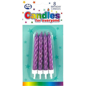 Metallic Purple Jumbo Candles with holders
