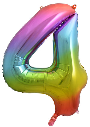 Rainbow Splash Number 4 Supershape 86cm Foil Balloon UNINFLATED