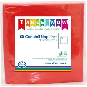 Red Cocktail Napkins - Pack of 50