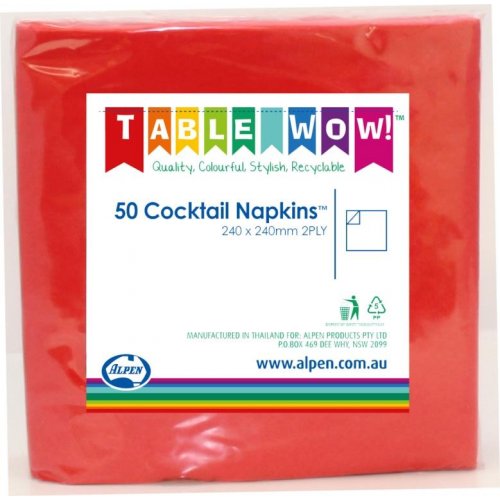 Red Cocktail Napkins - Pack of 50