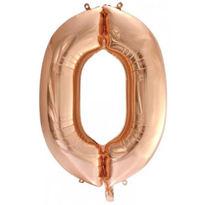 Rose Gold Number 0 Supershape 86cm Foil Balloon UNINFLATED