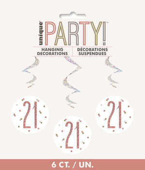 Rose Gold Prismatic 21 Hanging Swirl Decorations