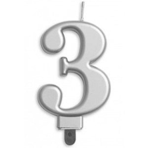 Silver Jumbo Candle Number #3