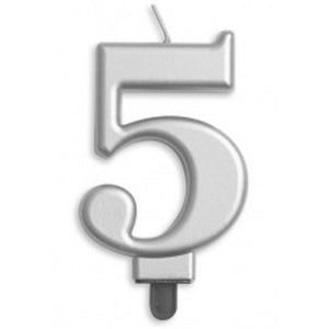 Silver Jumbo Candle Number #5