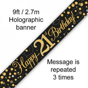 Sparkling Fizz Black & Gold 21st Birthday Foil Banner