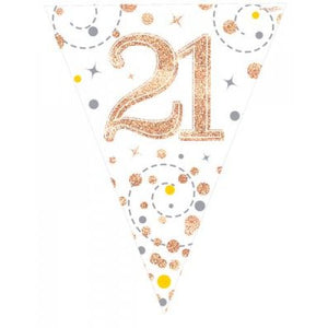 Sparkling Fizz Rose Gold 21st Birthday Flag Banner