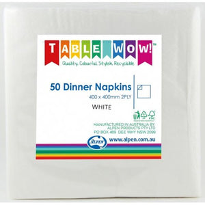 White Dinner Napkins - Pack of 50