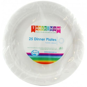 White Plastic Dinner Plates - Pack of 25