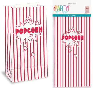 10 Paper Bags - Popcorn - 26cm H x 13cm W (10" x 5")