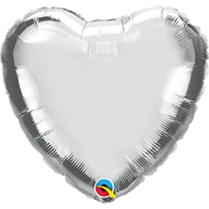 45cm Silver Heart Foil Balloon UNINFLATED