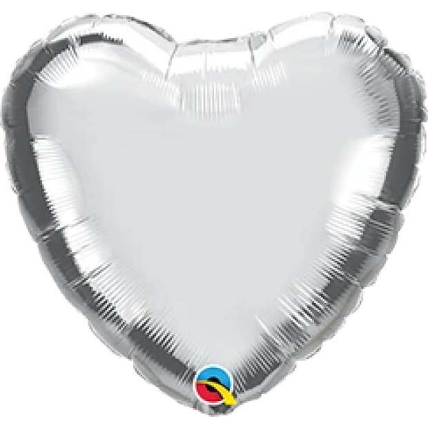 45cm Silver Heart Foil Balloon UNINFLATED