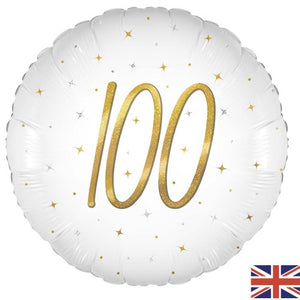 45cm Elegant Sparkle 100th Round Foil Balloon UNINFLATED
