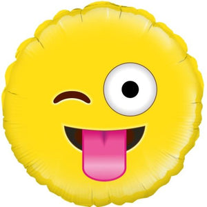 45cm Emoji Crazy Round Foil Balloon UNINFLATED