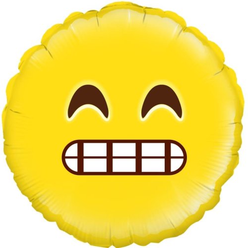 45cm Emoji Grin Round Foil Balloon UNINFLATED